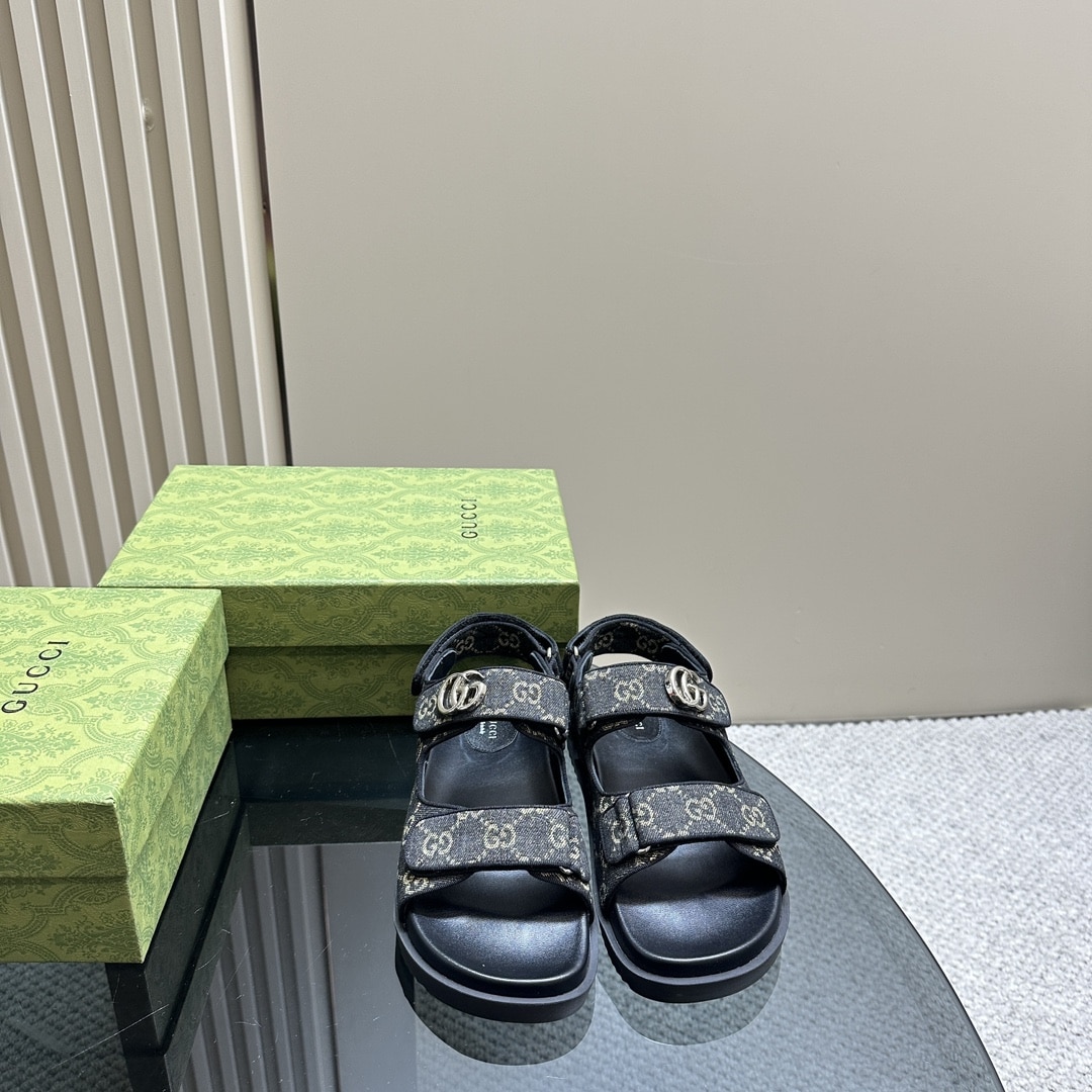 Gucci Double G Sandal Denim 771575 Facvp 8446