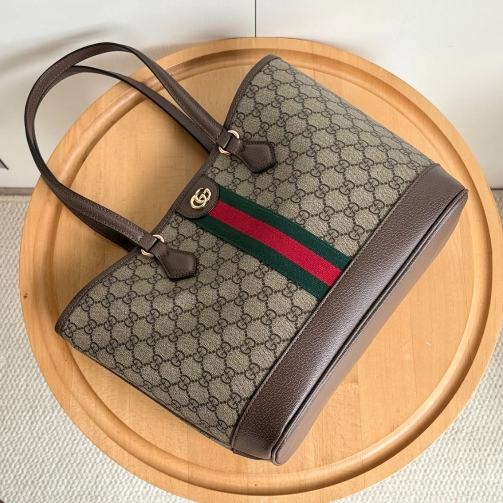 Gucci Ophidia Medium Tote Bag Beige And Brown GG Canvas 31Cm ‎836849 FAE0J 9867