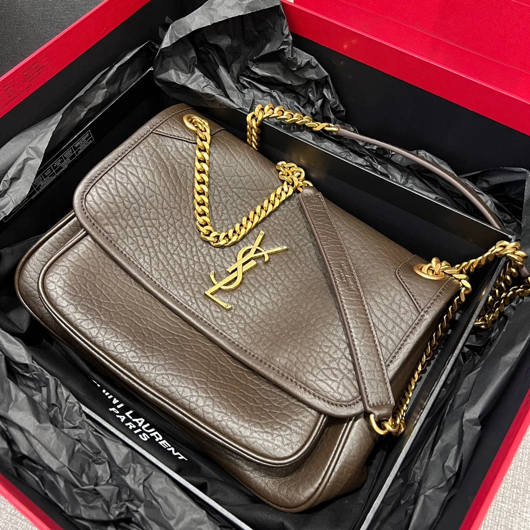 YSL Handbag 28 Taupe Pattern Lambskin