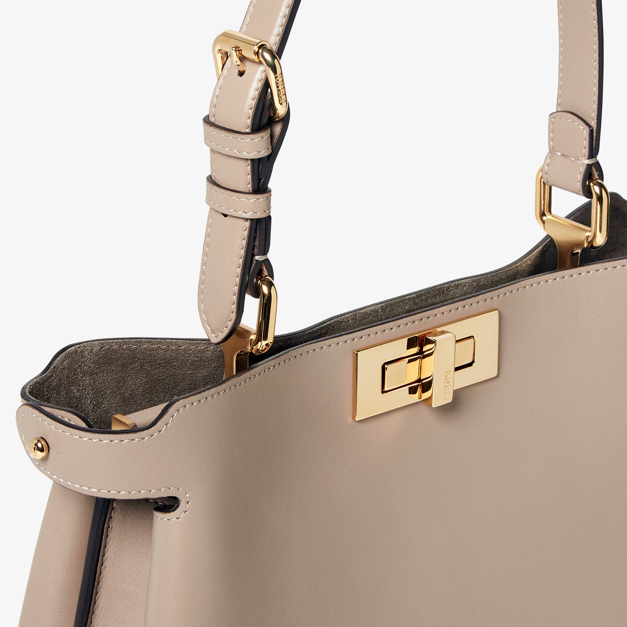 Fendi Peekaboo Soft Medium Leather Bag Dove Grey 33Cm