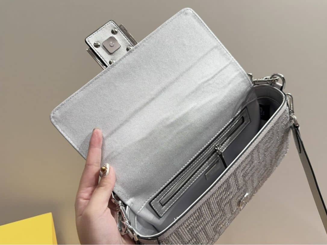 Fendi Baguette Silver Crystal Trim 25Cm