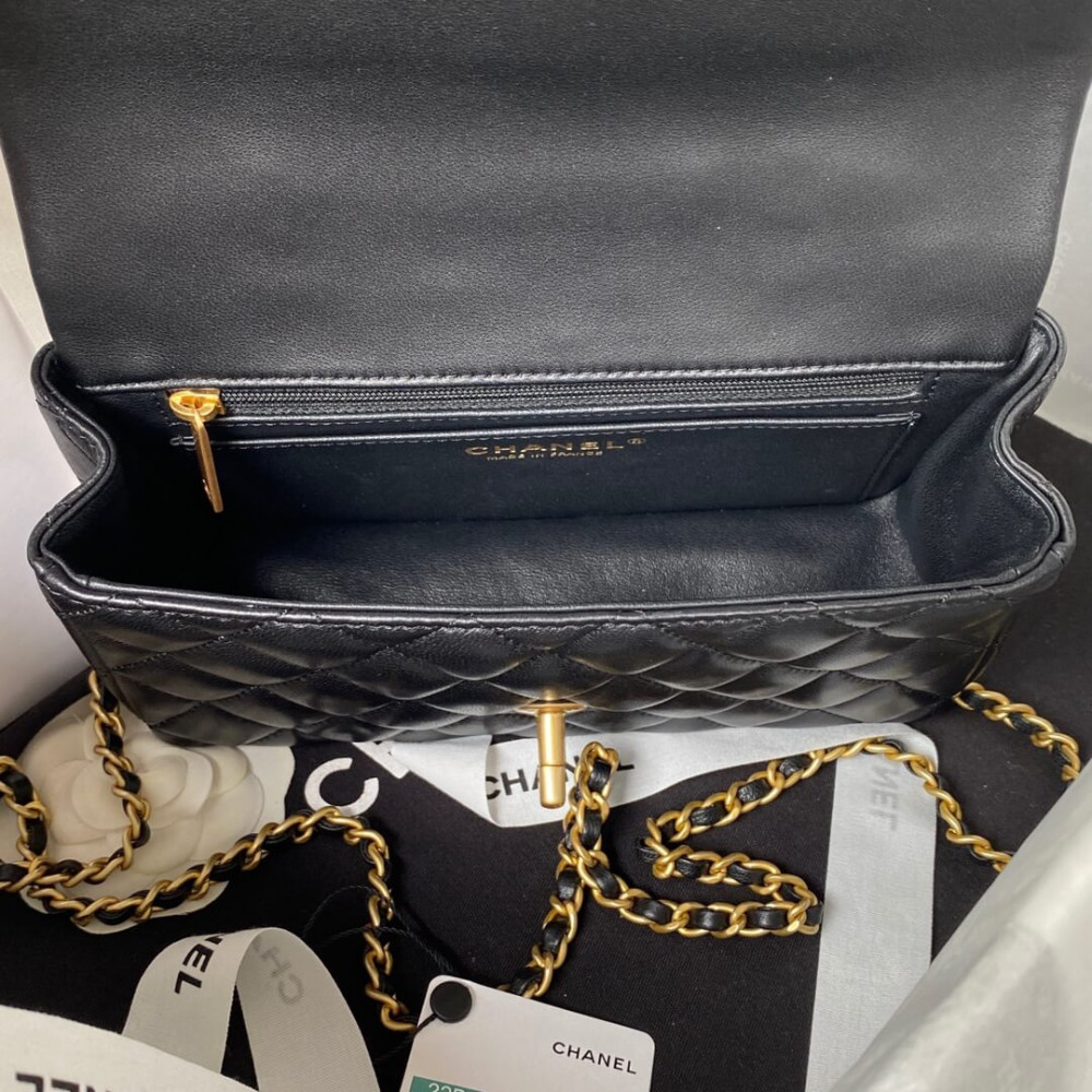 Chanel Mini Flap Bag With Gold Top Handle 20cm