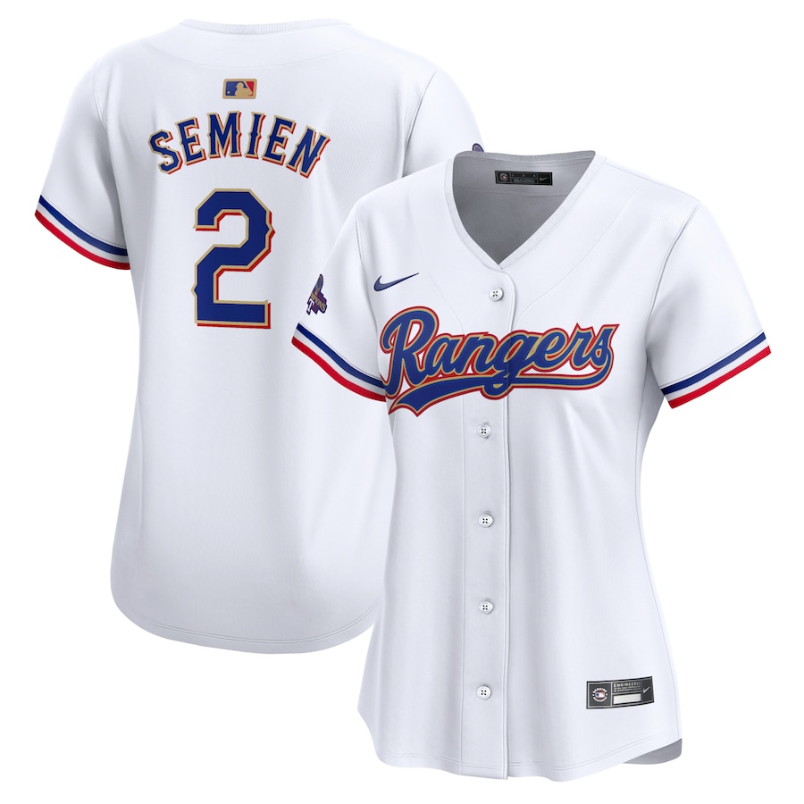 Marcus Semien Texas Rangers Women's 2024 Gold Collection Limited Player Jersey  White