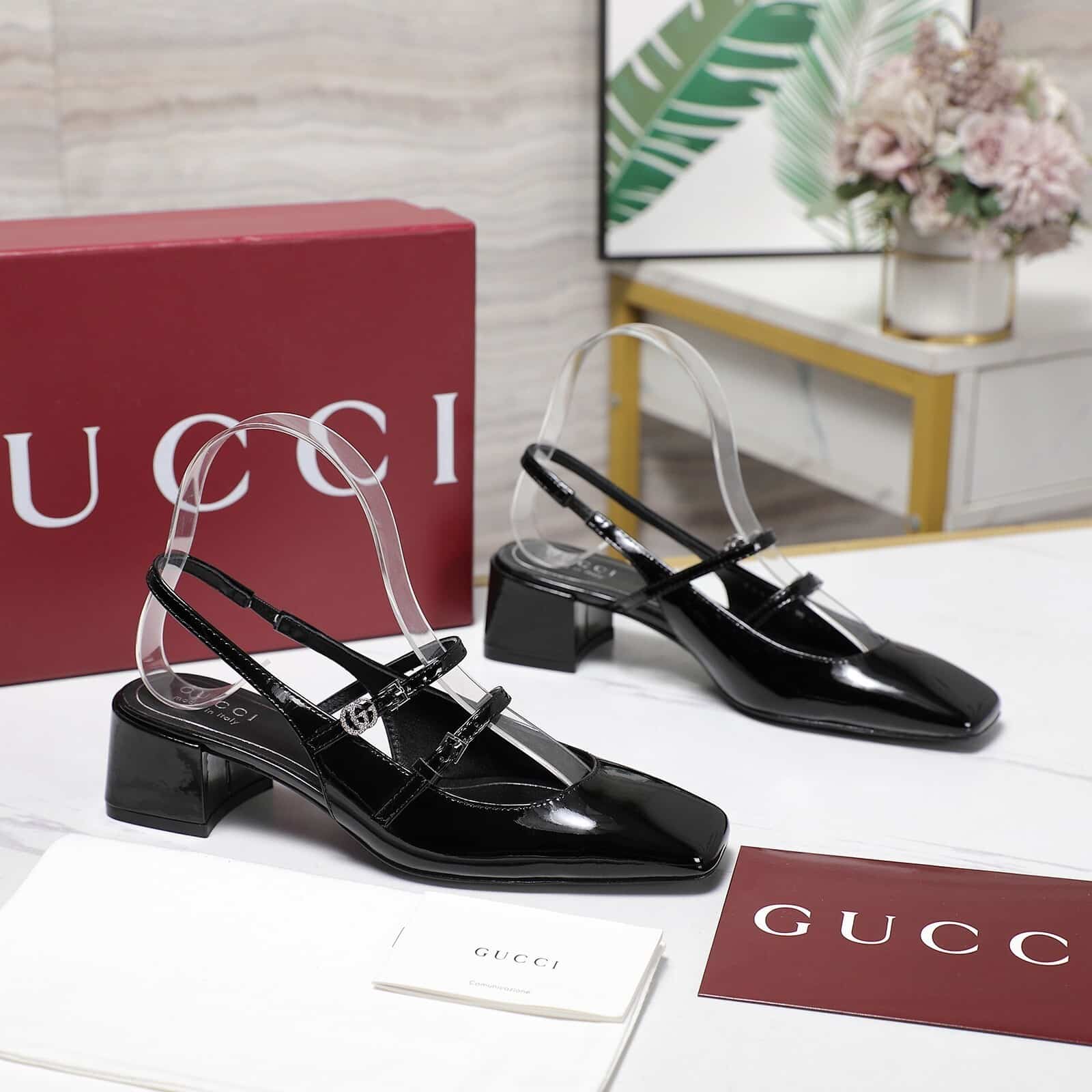 Gucci Women Pump With Double G Black Leather 832474 Bnc80 1000
