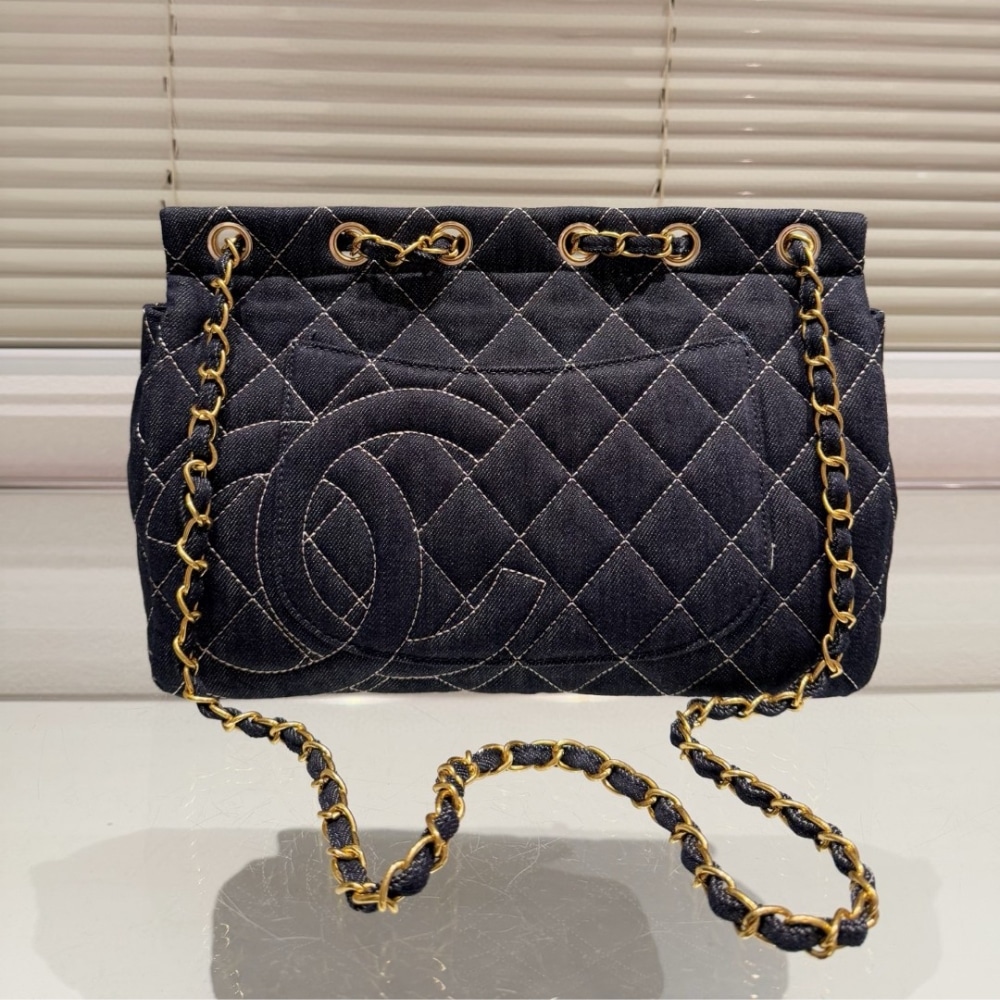 Chanel Classic Flap Bag In Denim Dark Blue 30Cm