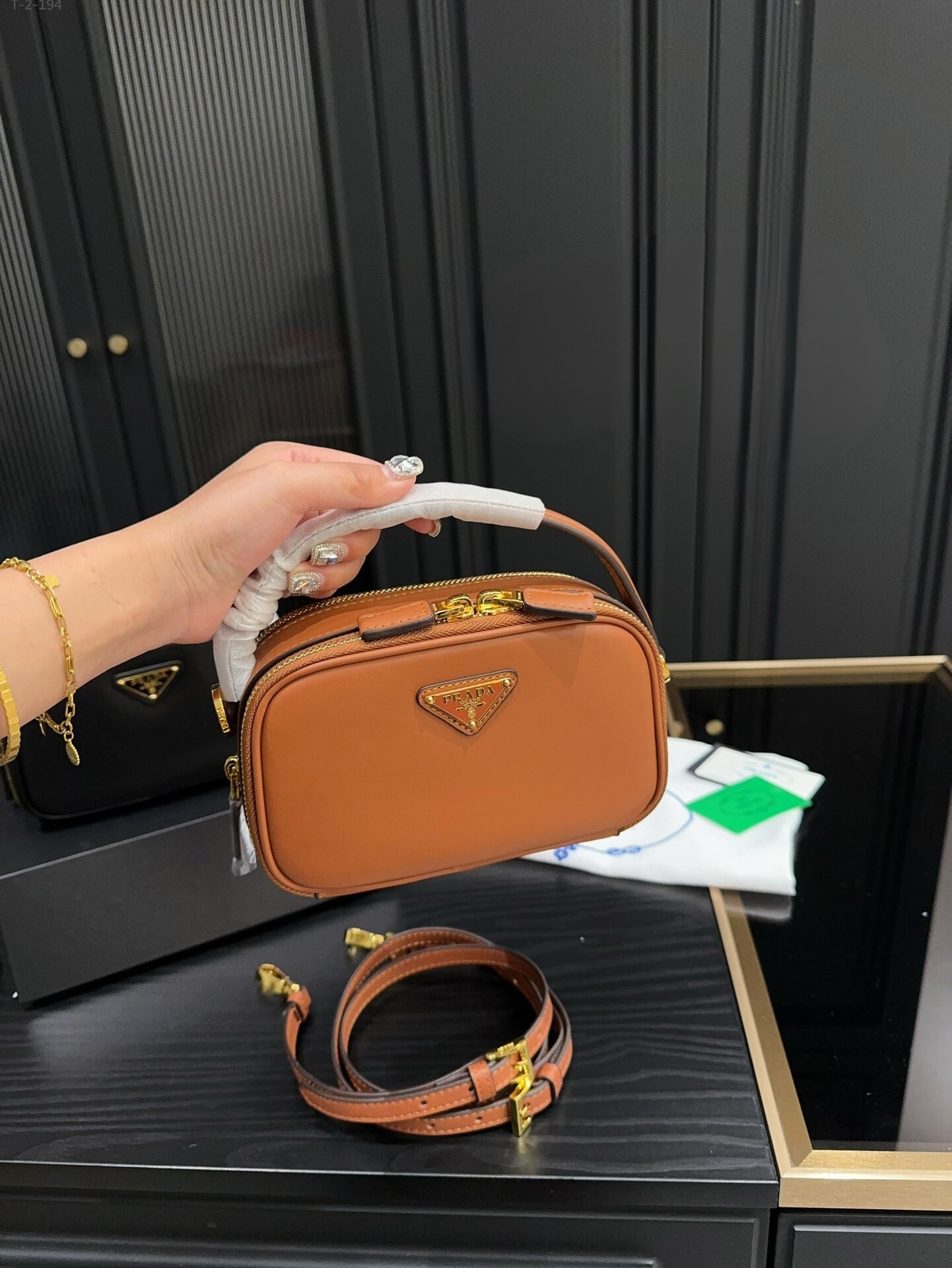 Prada Odette Leather Mini Bag Brown 18Cm