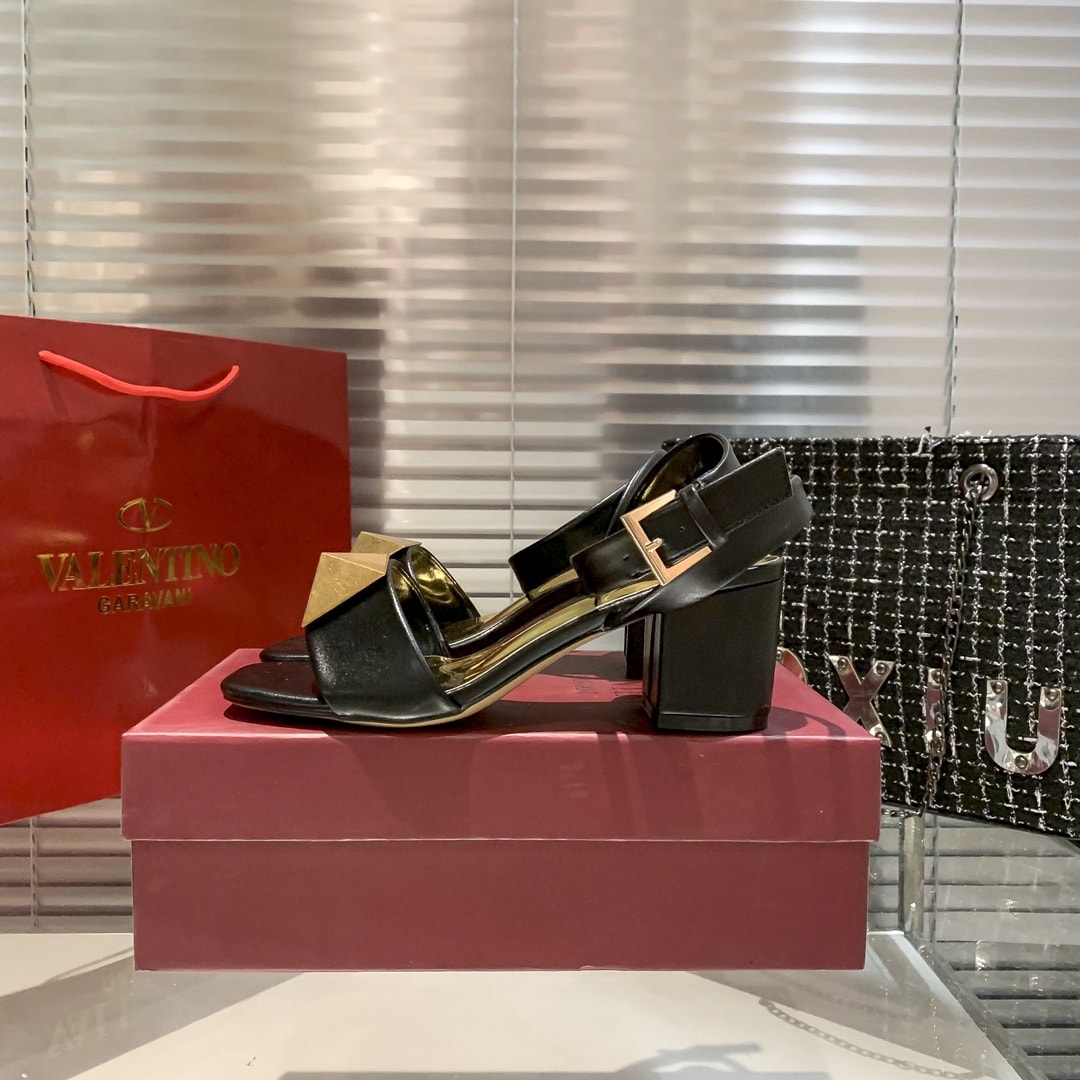 Valentino Garavani One Stud Leather Sandals Black