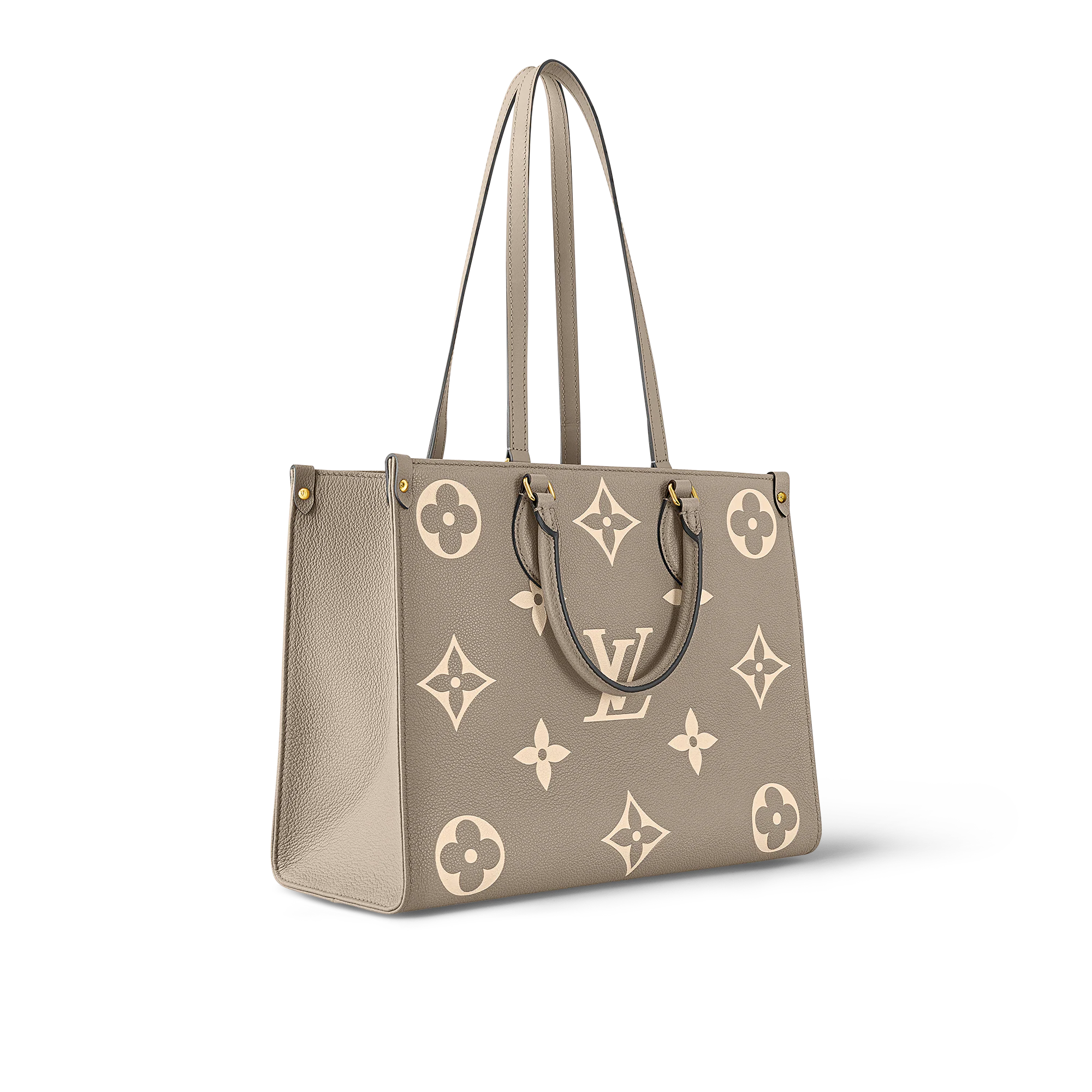 Louis Vuitton Onthego Mm Bicolor Monogram Empreinte Leather Dove/Cream M45494 35cm