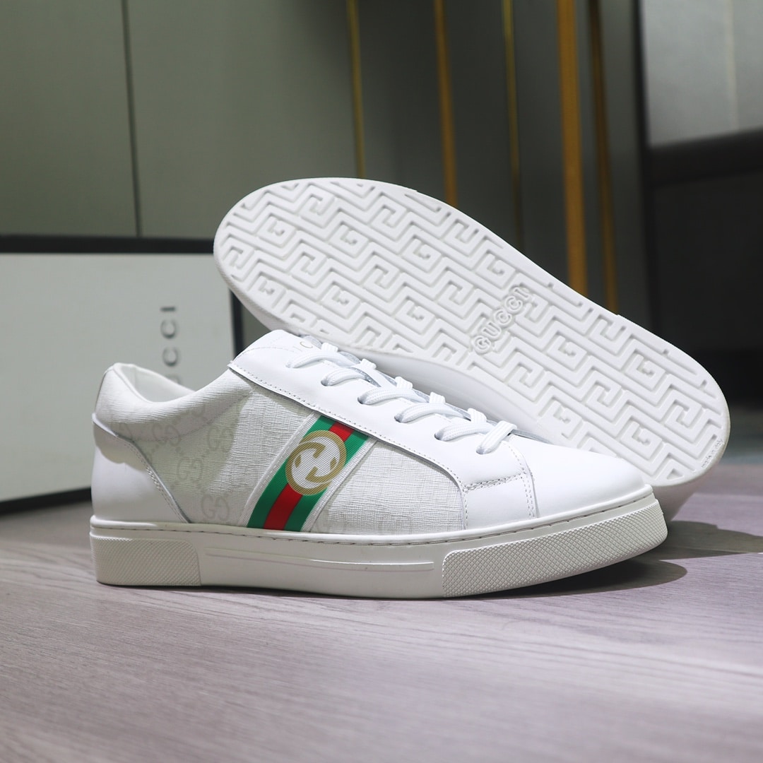 Gucci Gg Supreme White Sneaker Gg With Web