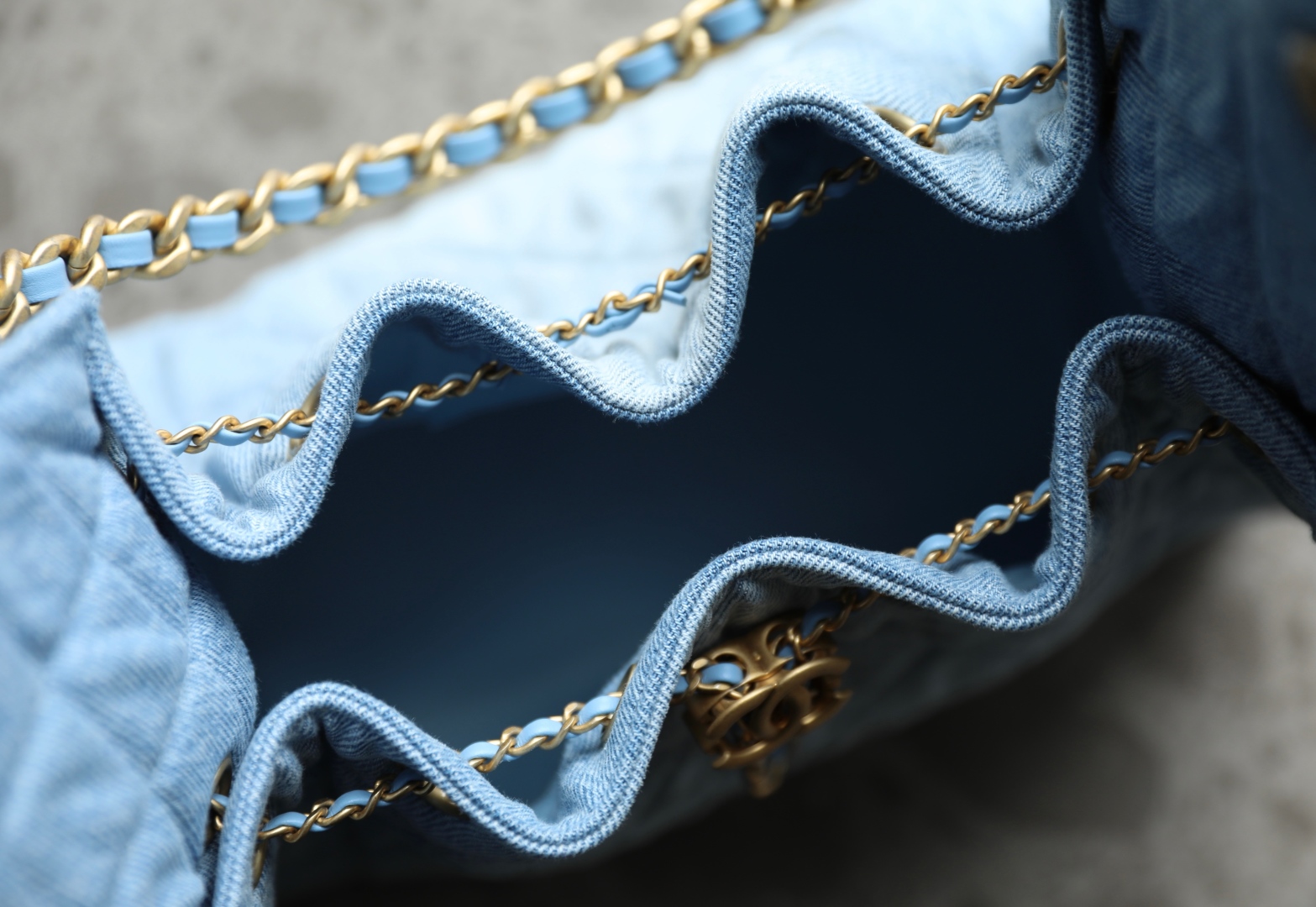 Chanel 25 Small Handbag Crossbody Bag Blue 30cm
