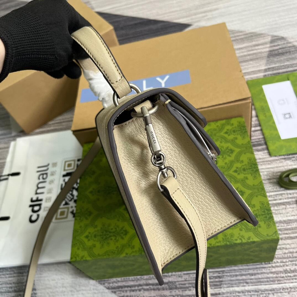 Gucci Small Dionysus Top Handle Bag Oatmeal Leather Trim