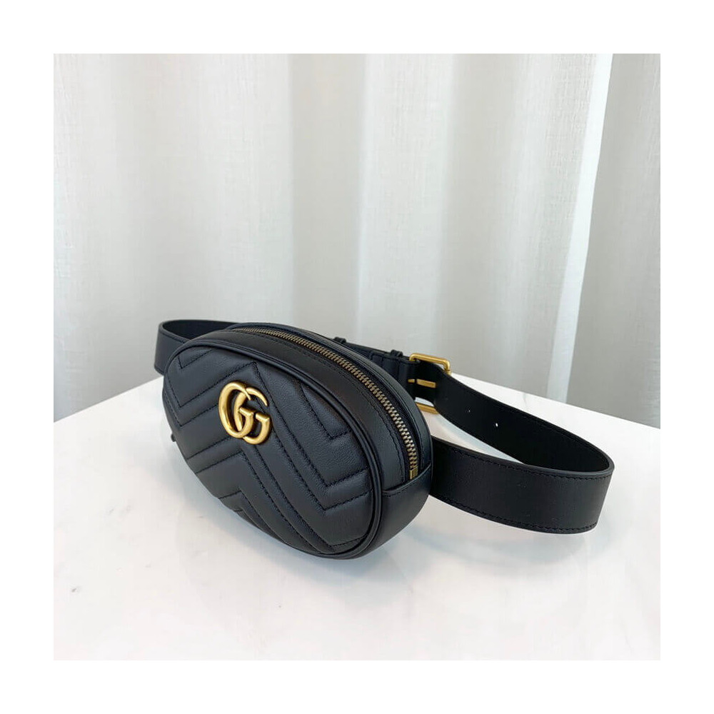 Gucci GG Marmont Matelasse Leather Belt Bag Black