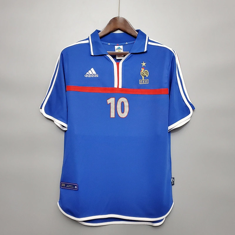 Retro France 2000 home ZIDANE HENRY DJORKAEFF DESAILLY Football jersey retro