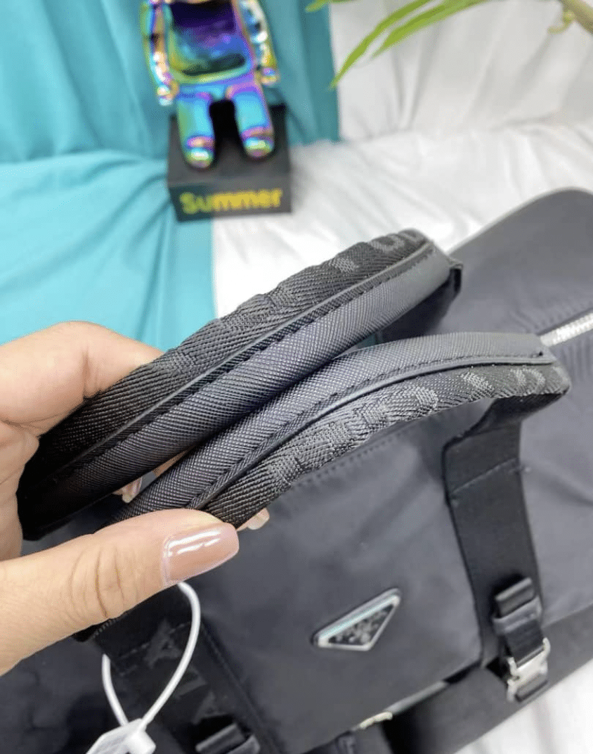 Prada Nylon And Saffiano Leather Duffle Bag