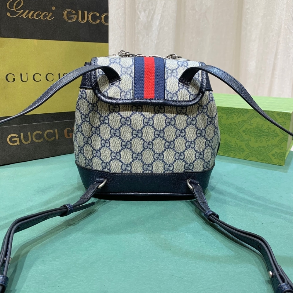 Gucci Ophidia Gg Supreme Canvas Mini Backpack Beige Blue 20Cm 795221 96Iwn 4076