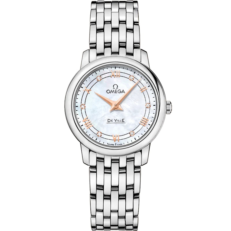Omega De Ville Prestige 27.4 mm White Dial Stainless Steel Bracelet 424.10.27.60.55.001