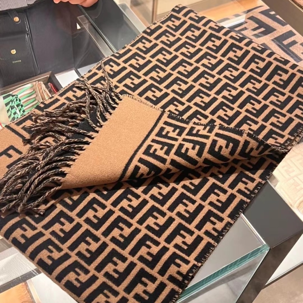 Fendi Ff Scarf Wool And Cashmere Brown Fxt113aqcwf0qe1