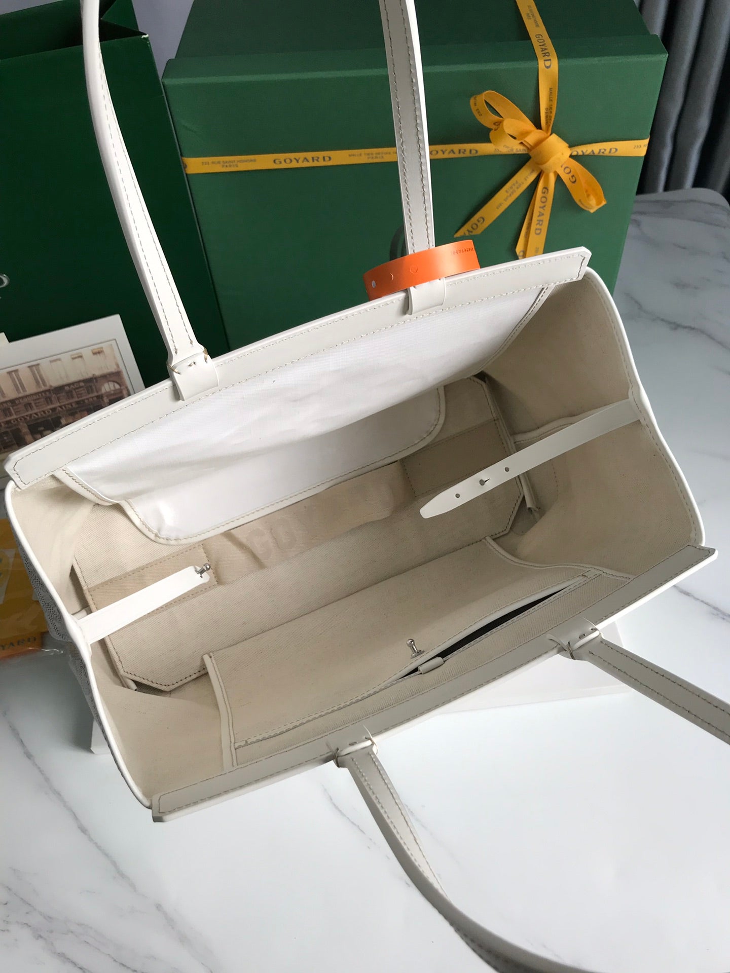 Goyard Bellechasse Biaude Pm Bag 36 Cm White Goyardine Canvas And Calfskin Trim
