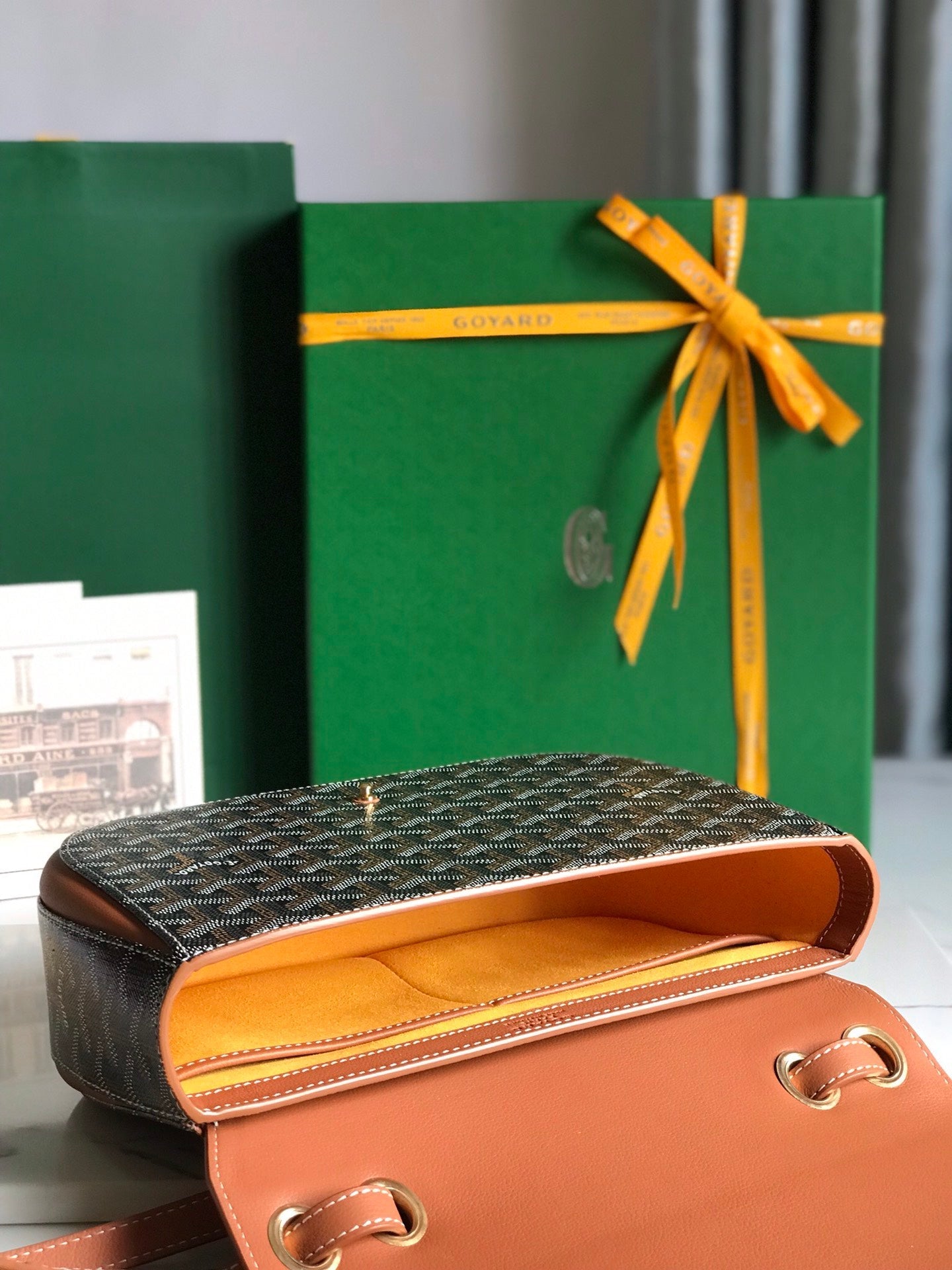Goyard 233 Bag 25 Cm Tan Calfskin And Black Goyardine Canvas 25cm
