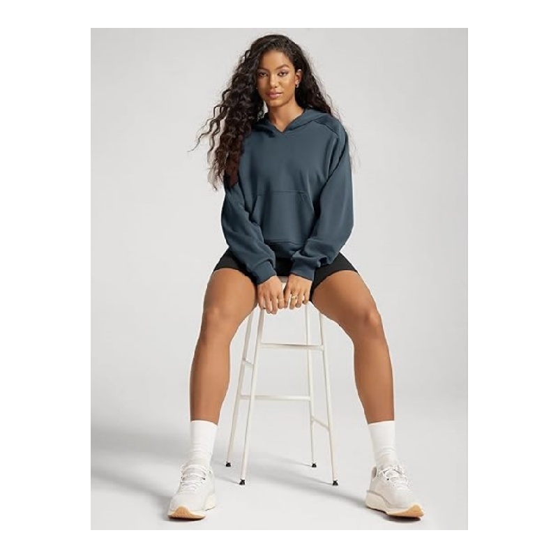 Modal Soft Long Sleeve Cropped Hoodie for Women Oversized Pullover Sweatshirts with Pocket