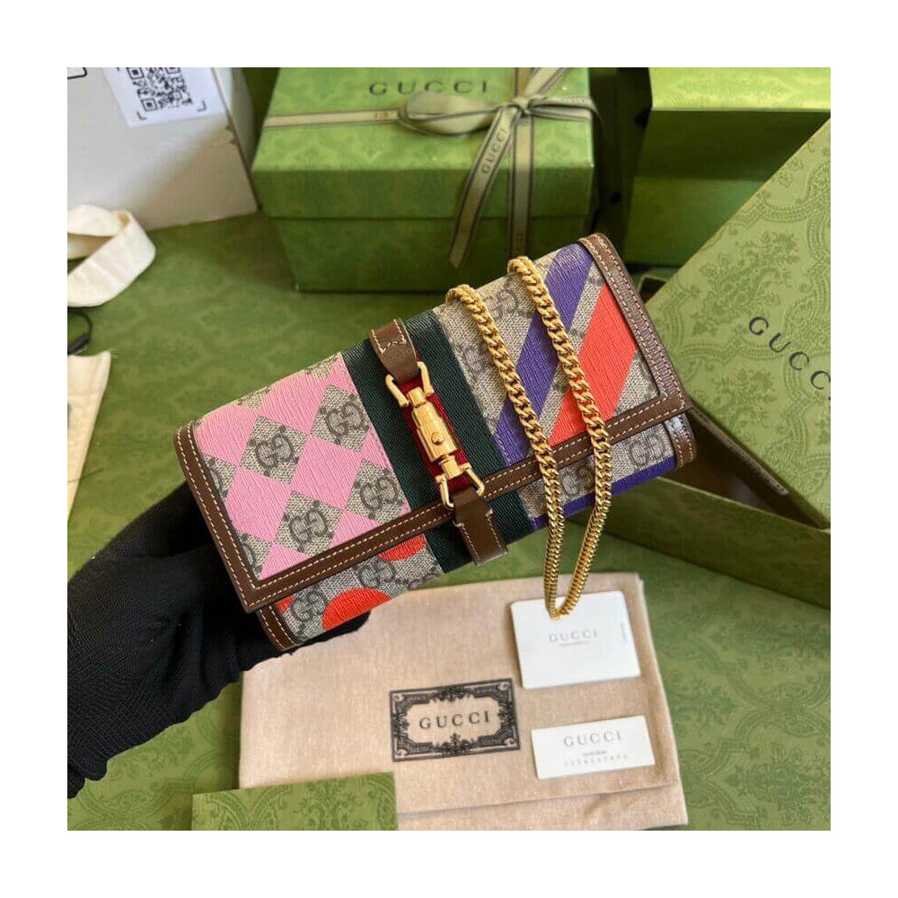 Gucci Jackie 1961 Chain Wallet With Geometric Print 19cm
