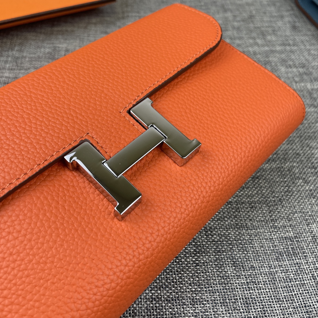 Hermes Constance Togo Long Wallet Silver Toned Hardware 20cm