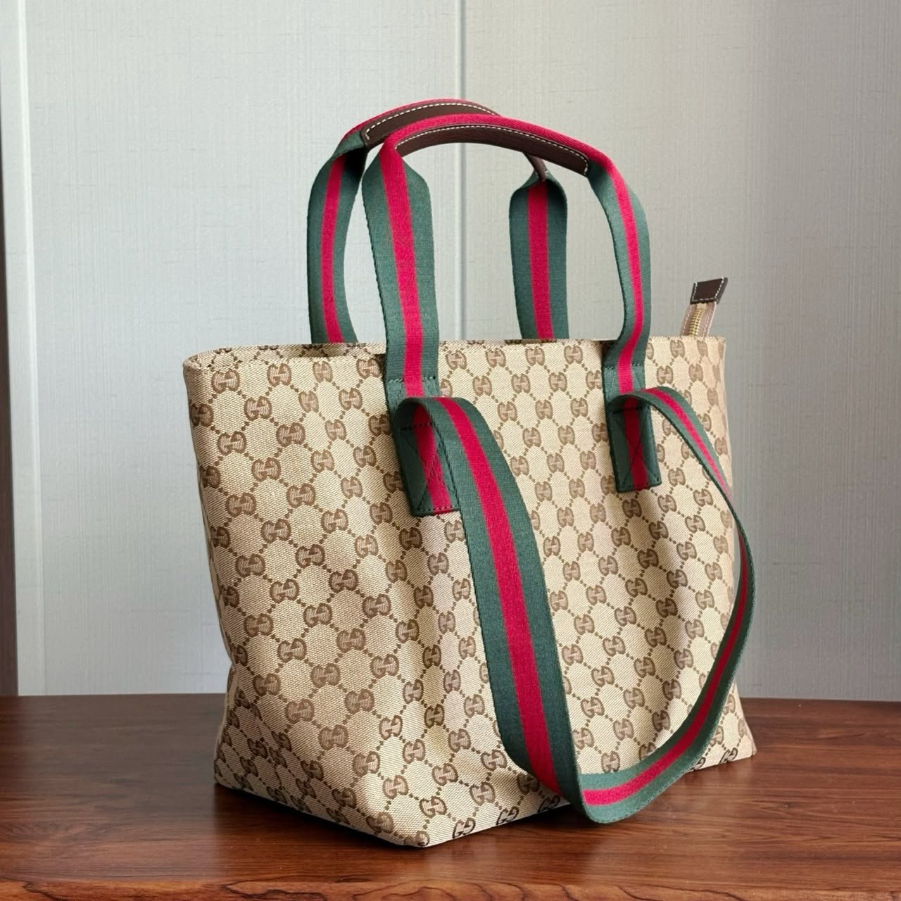 Gucci GG Medium Tote Bag 36cm/14.2in Sand And Brown GG Canvas ‎875929
