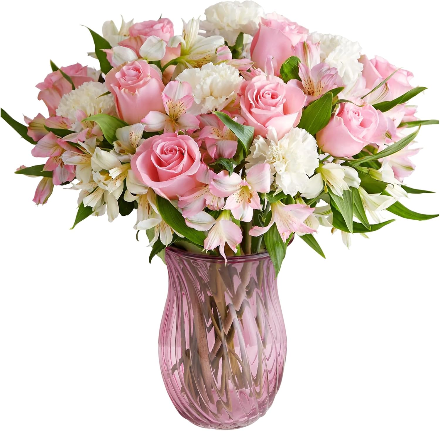 1800 Flowers – Cherished Blooms Double Bouquet (Clear Pink Vase Included) | Fresh Cut Spring Flowers for Delivery | Gift for Easter, Anniversary, Sympathy, and Special Occasions