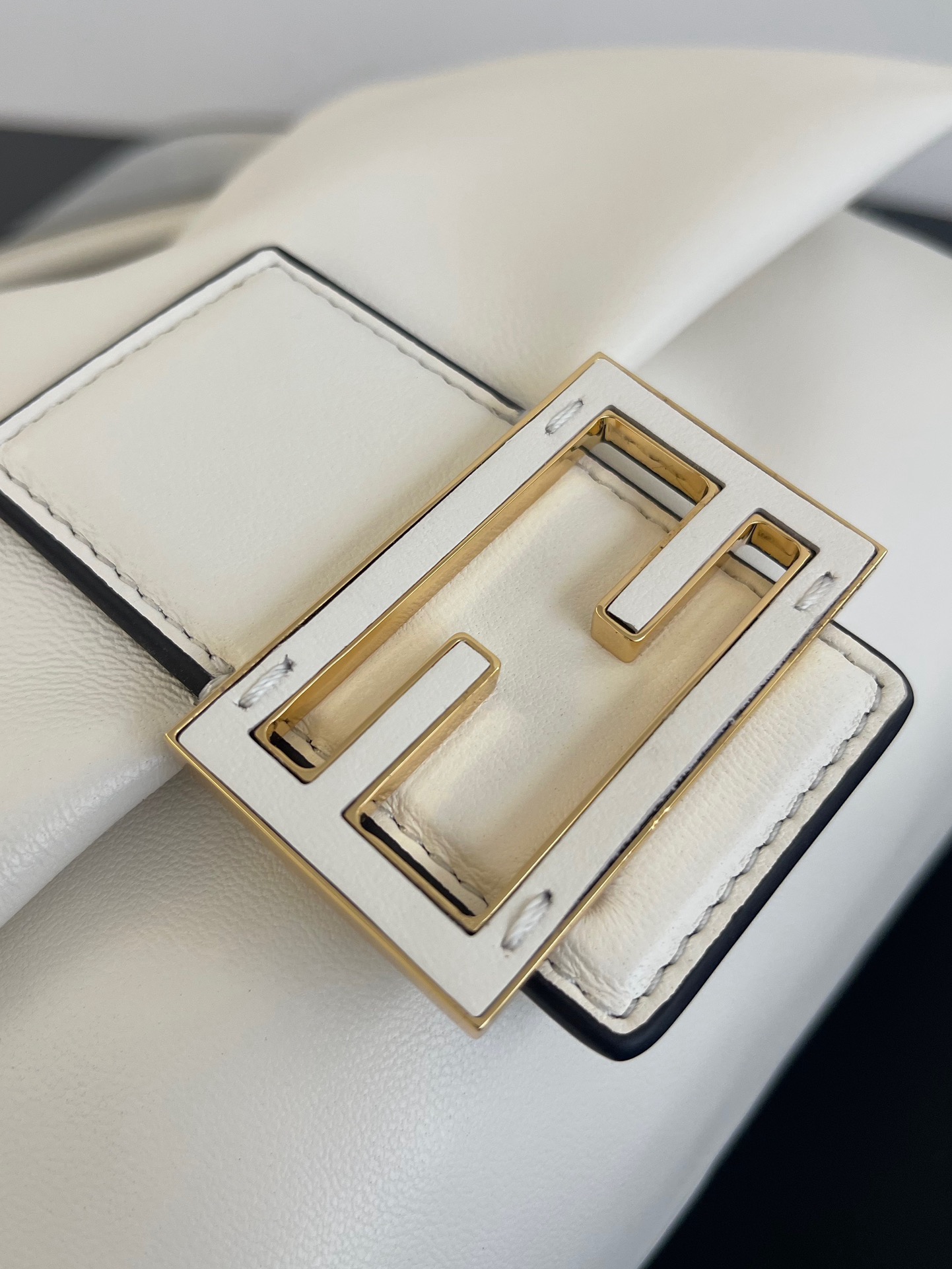 Fendi Mamma Baguette Medium Matcha White Nappa Leather Bag 26.5cm