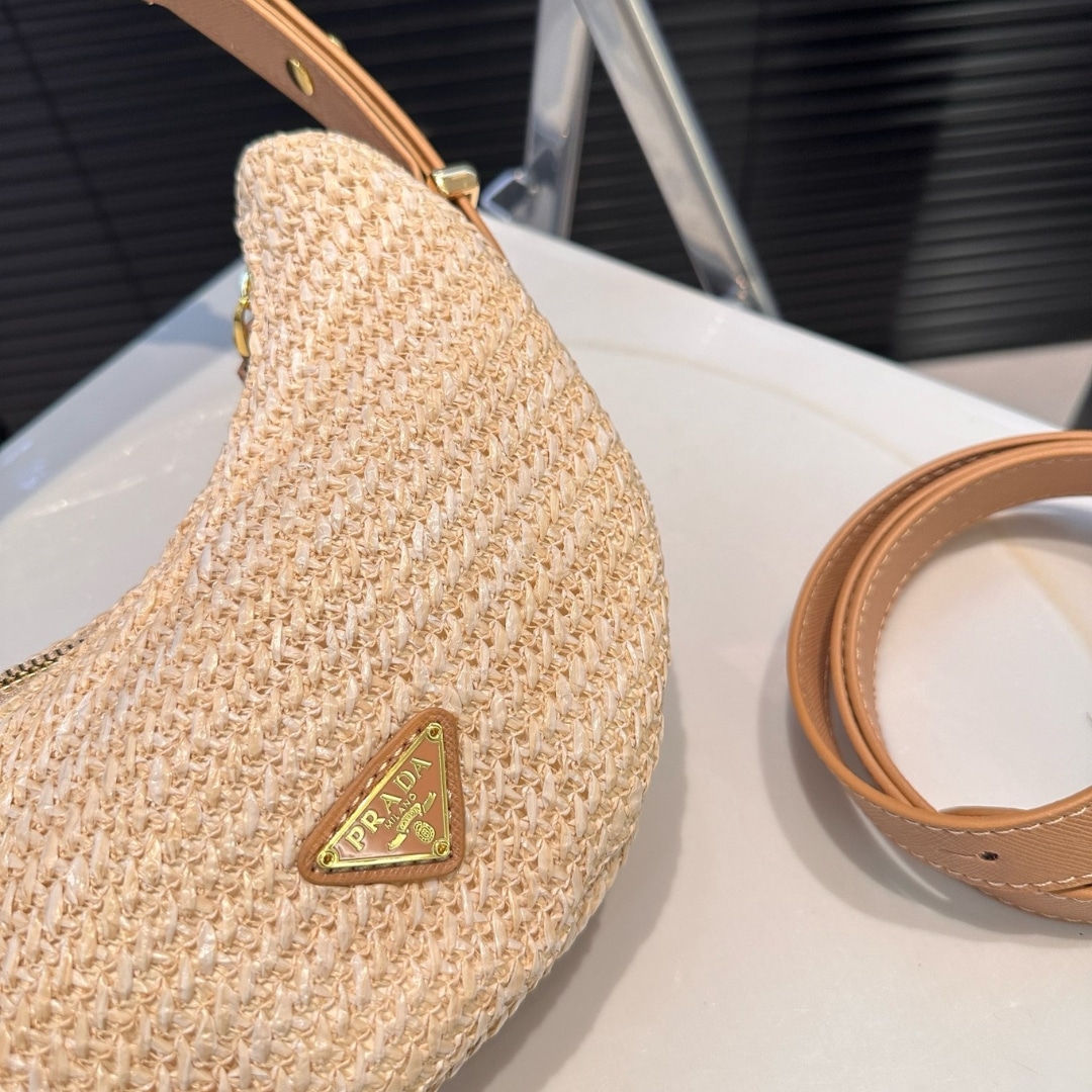 Prada Arqué Crochet Shoulder Bag Natural 22Cm