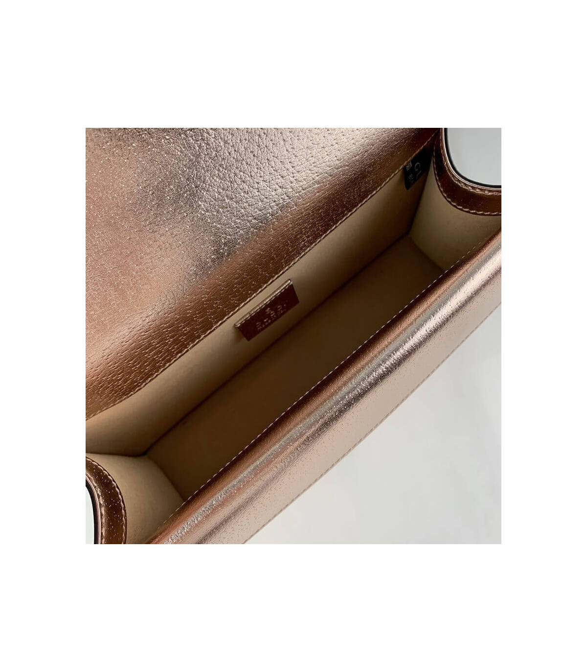 Gucci Dionysus Small Shoulder Bag in Rose Gold Lame Leather