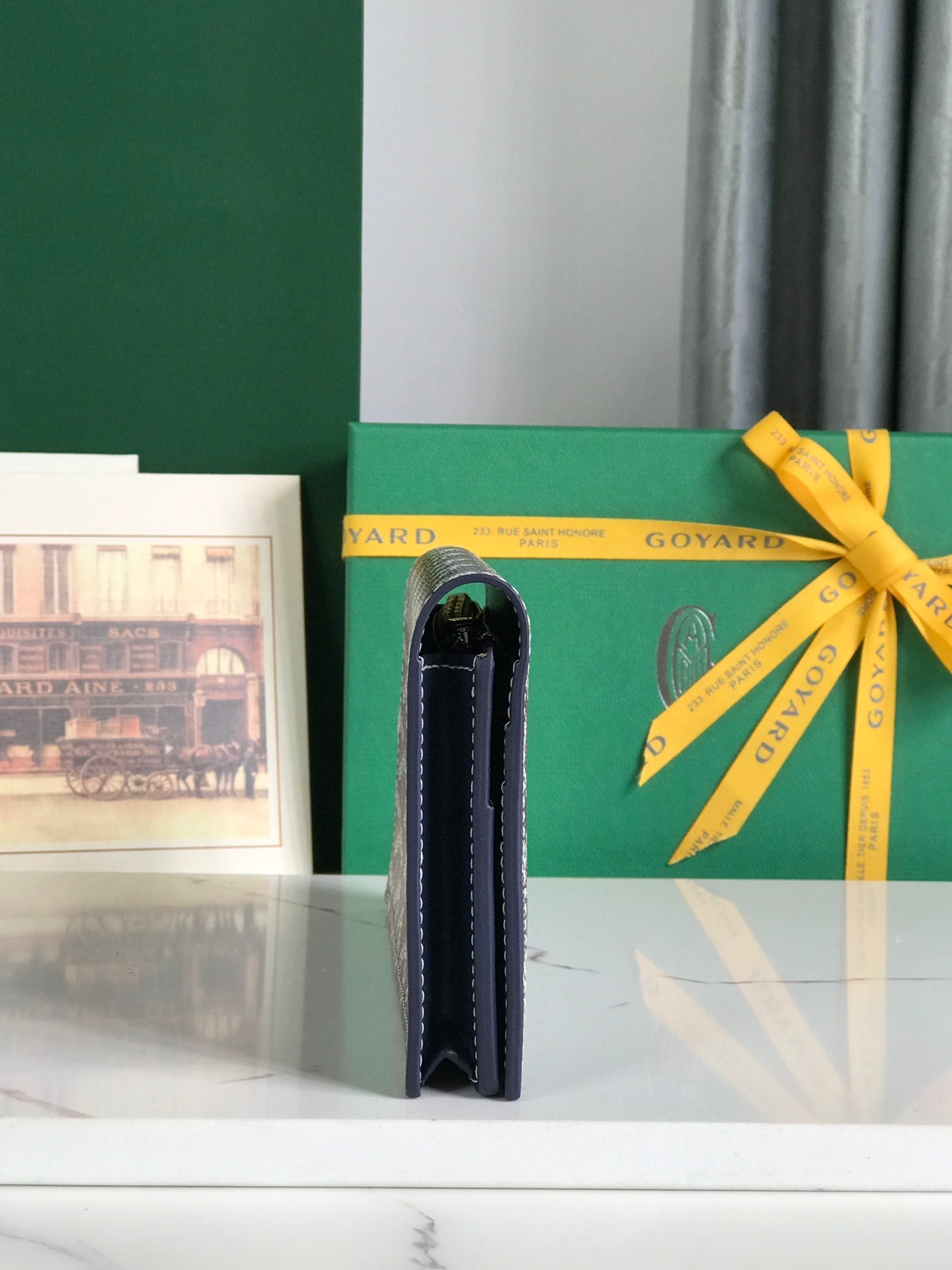 Goyard Richelieu Wallet 19 Cm Navy Blue Goyardine Canvas