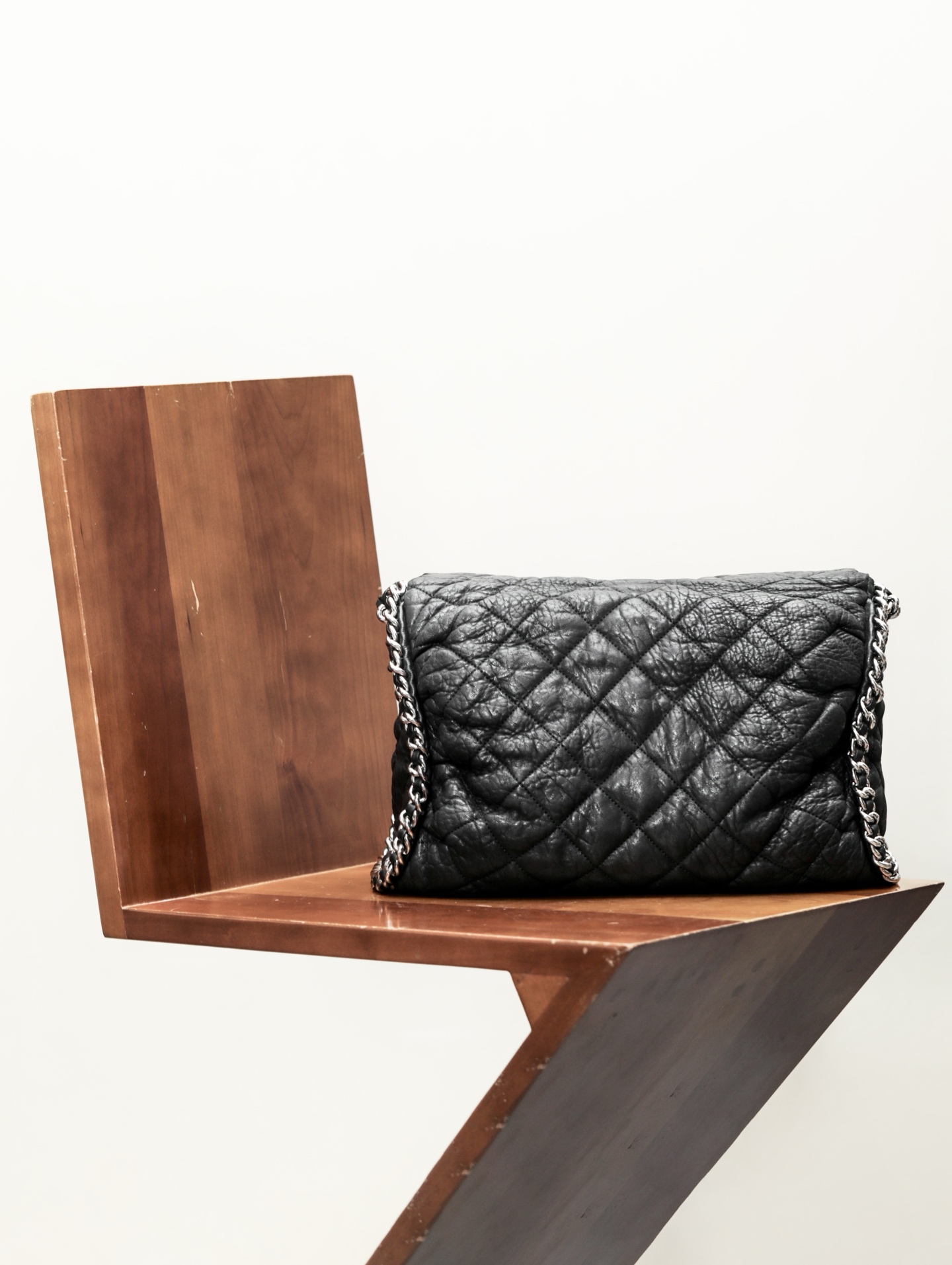 Chanel Black Quilted Washed Lambskin Chain Around Hobo 31cm
