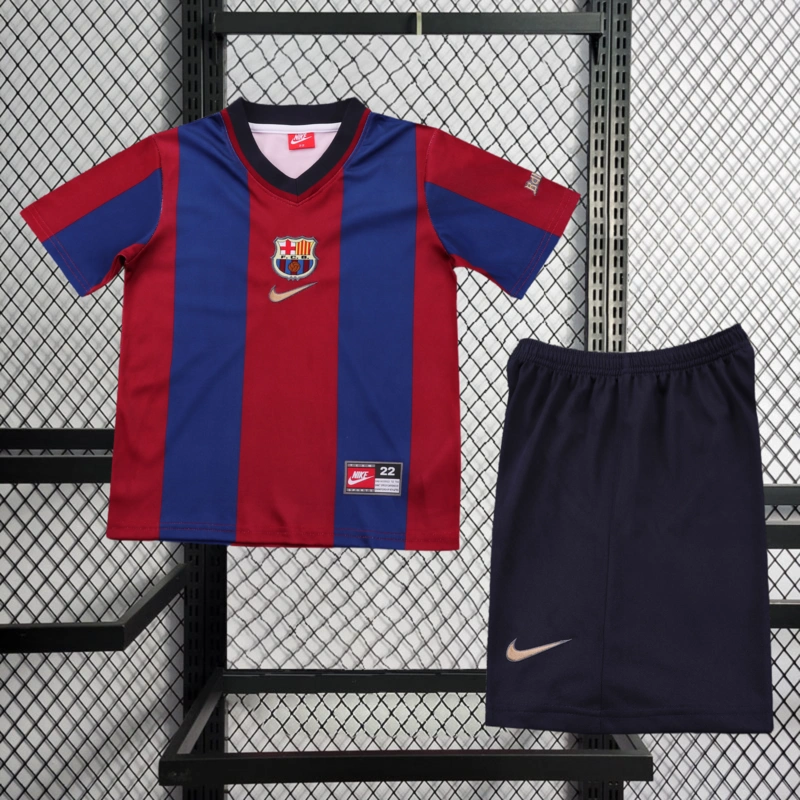 Retro KIDS 1998-99 KIDS FC Barcelona Home FIGO RIVALDO GUARDIOLA ANDERSON Football jersey retro