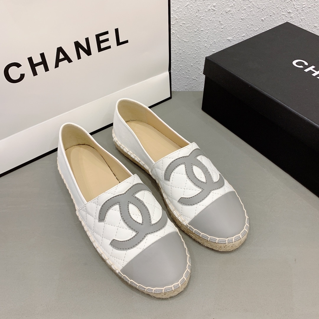 Chanel Cc Espadrilles White Gray