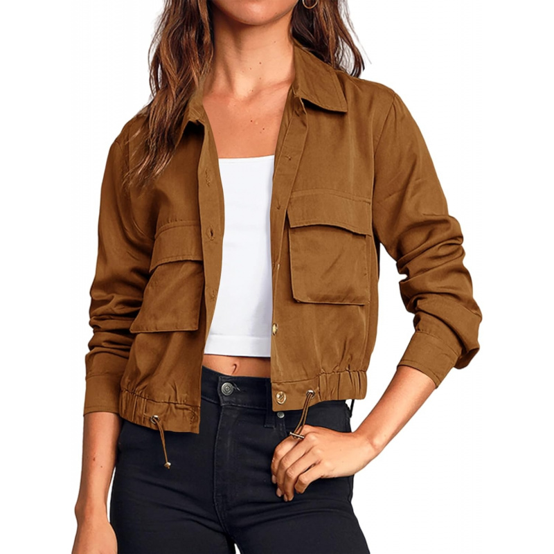 Women's Military Safari Cropped Jackets Button