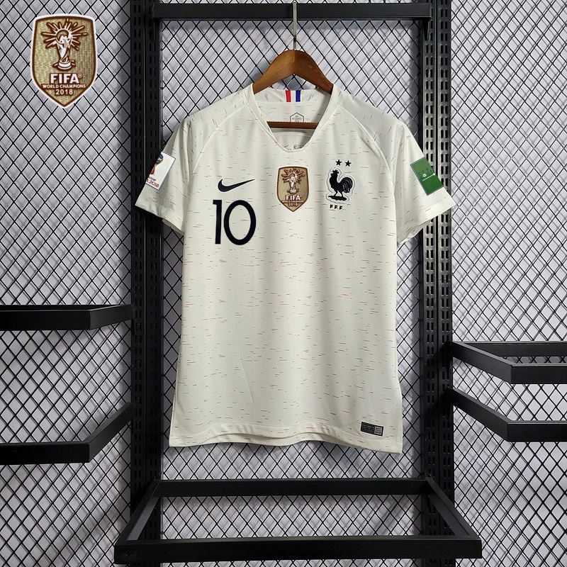 2018 France away white Mbappe #10 Griezmann Coman Kante Pogba Soccer Jersey