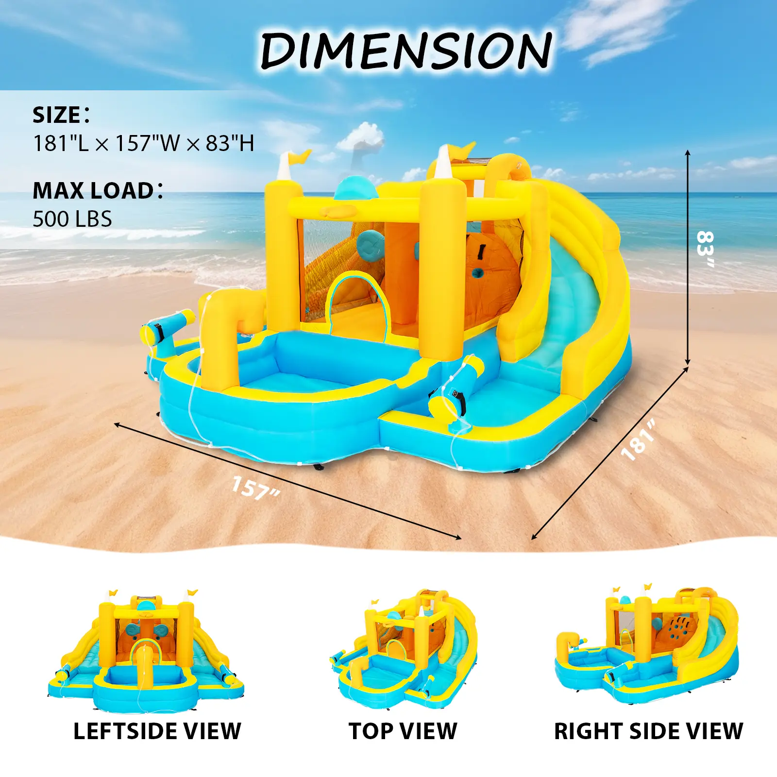 🔥Summer Deal🔥 Inflatable Water Slide Park with Splash Pool & Water Cannons