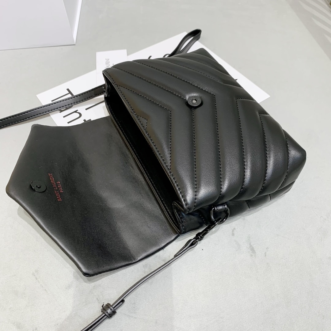 Saint Laurent Loulou Toy Strap Bag In Quilted Y Leather With Black Hardware