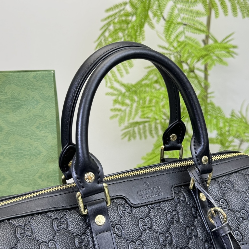 Gucci Tote Bag Canvas Leather Crossbody Handbag Black 33cm