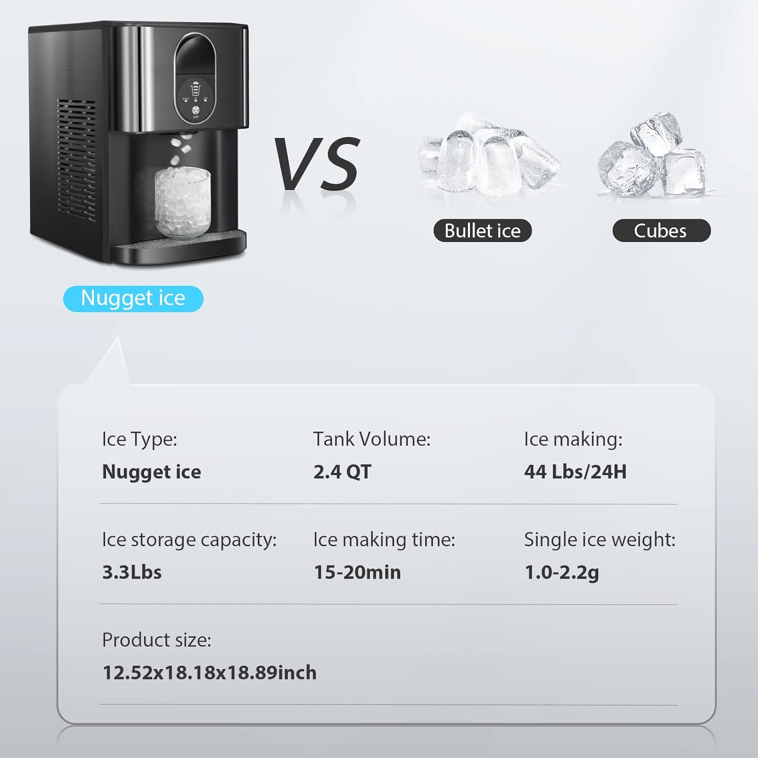🔥Flash sale-ONLY $29.99🔥Nugget Ice Maker-44 Lbs/24H,Countertop Ice Maker with Soft Chewable Ice,OneClick