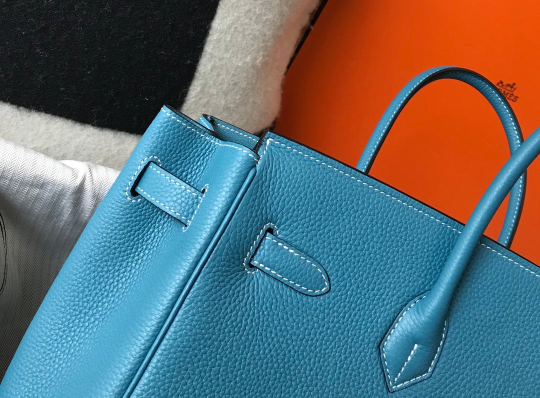 Hermes Birkin 35Cm Blue Togo Leather Gold Hardware