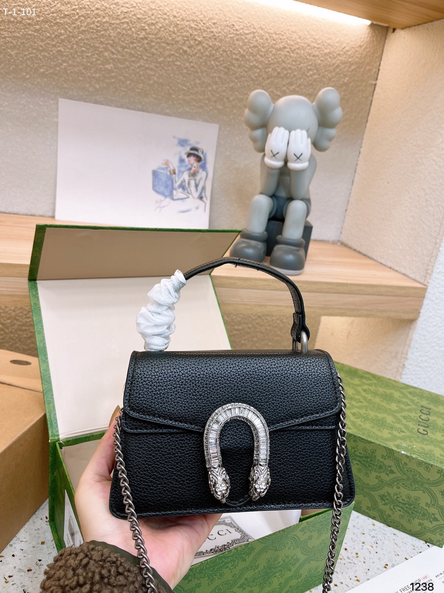 Gucci Dionysus Mini Top Handle Bag Black 18Cm 752029 Caogn 1155