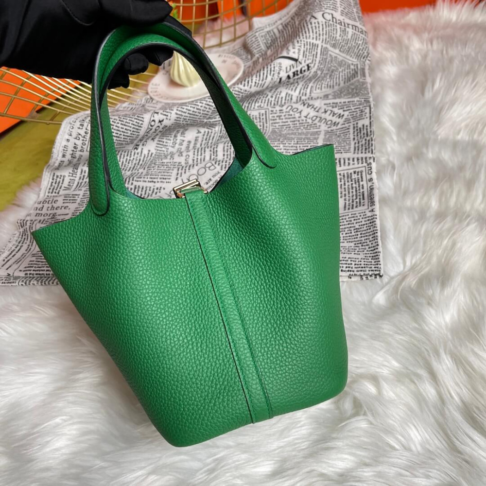 Hermes Picotin Lock Bag In Taurillon Clemence Bambou 22Cm