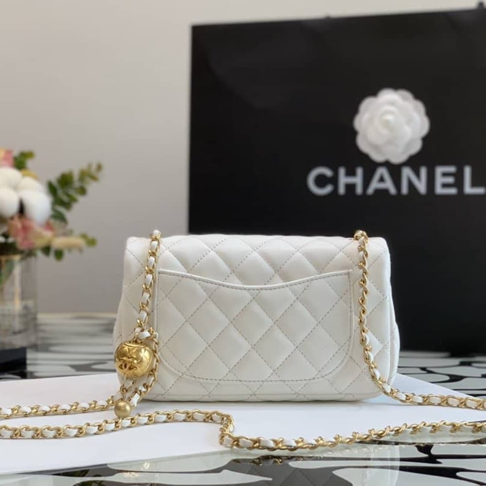 Chanel Mini Flap Bag With Pearls White 20Cm As1787 B02916 10601