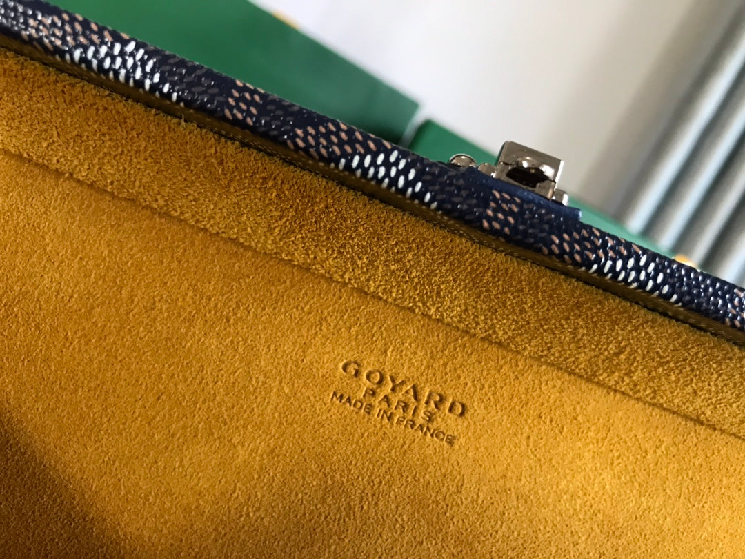 Goyard Grand Hôtel Trunk Bag 24.5cm Navy Blue Goyardine Canvas And Calfskin