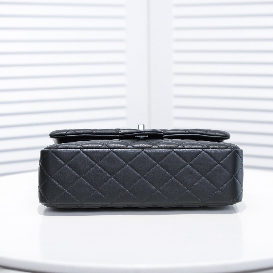 Chanel Medium Classic Flap Bag Silver Hardware Black 25Cm A01113 Y01480 94305