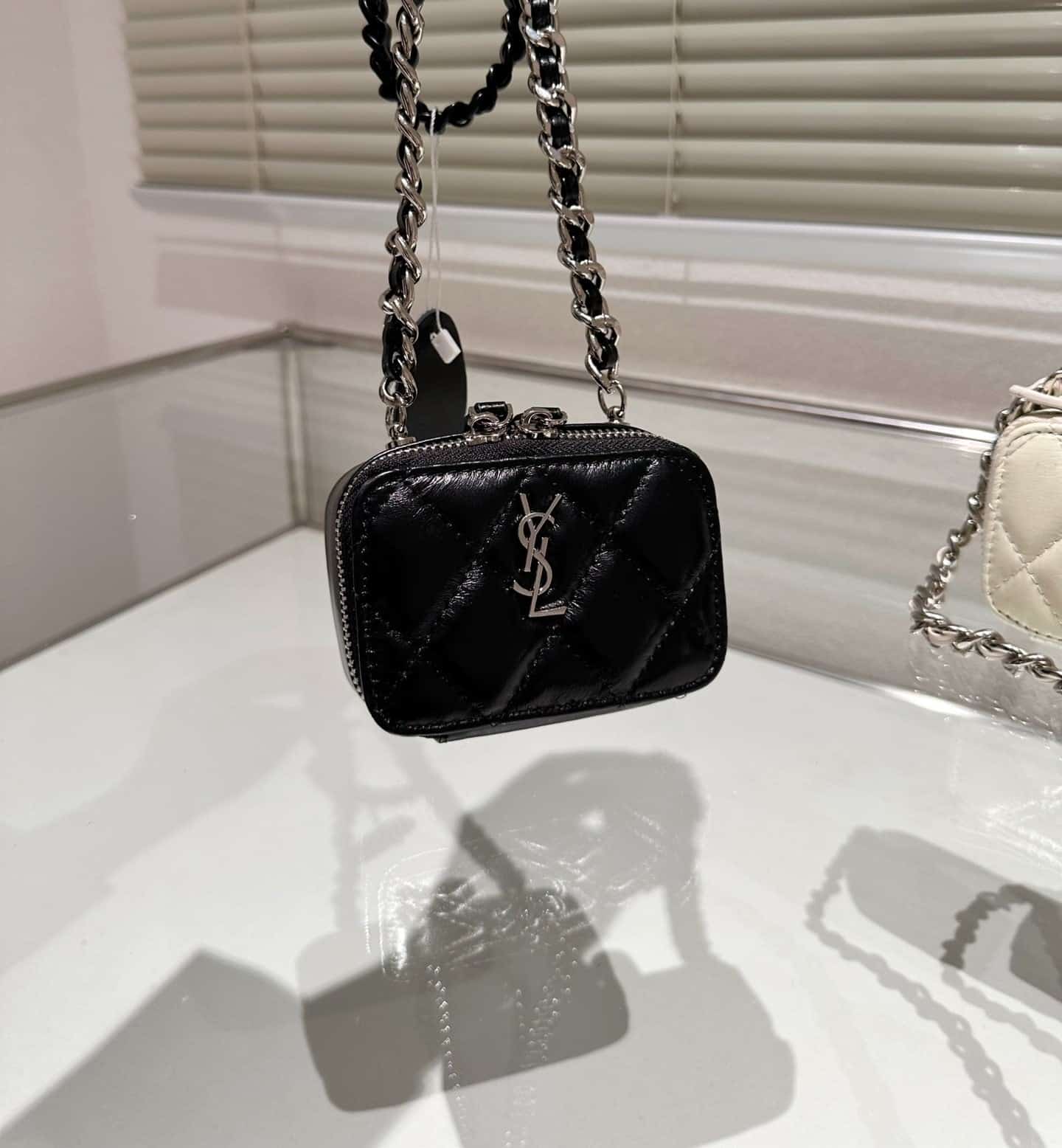 Saint Laurent Quilted Mini Bag With Zip Black 12Cm
