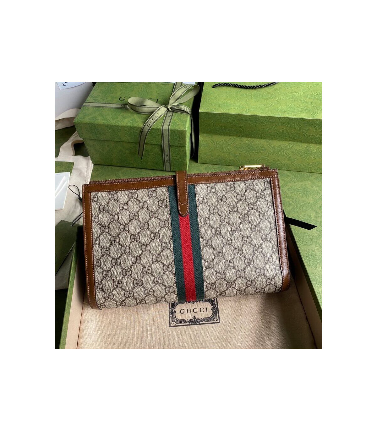 Gucci Jackie GG Coated Canvas Jackie 1961 Pouch Clutch Bag 30.5cm