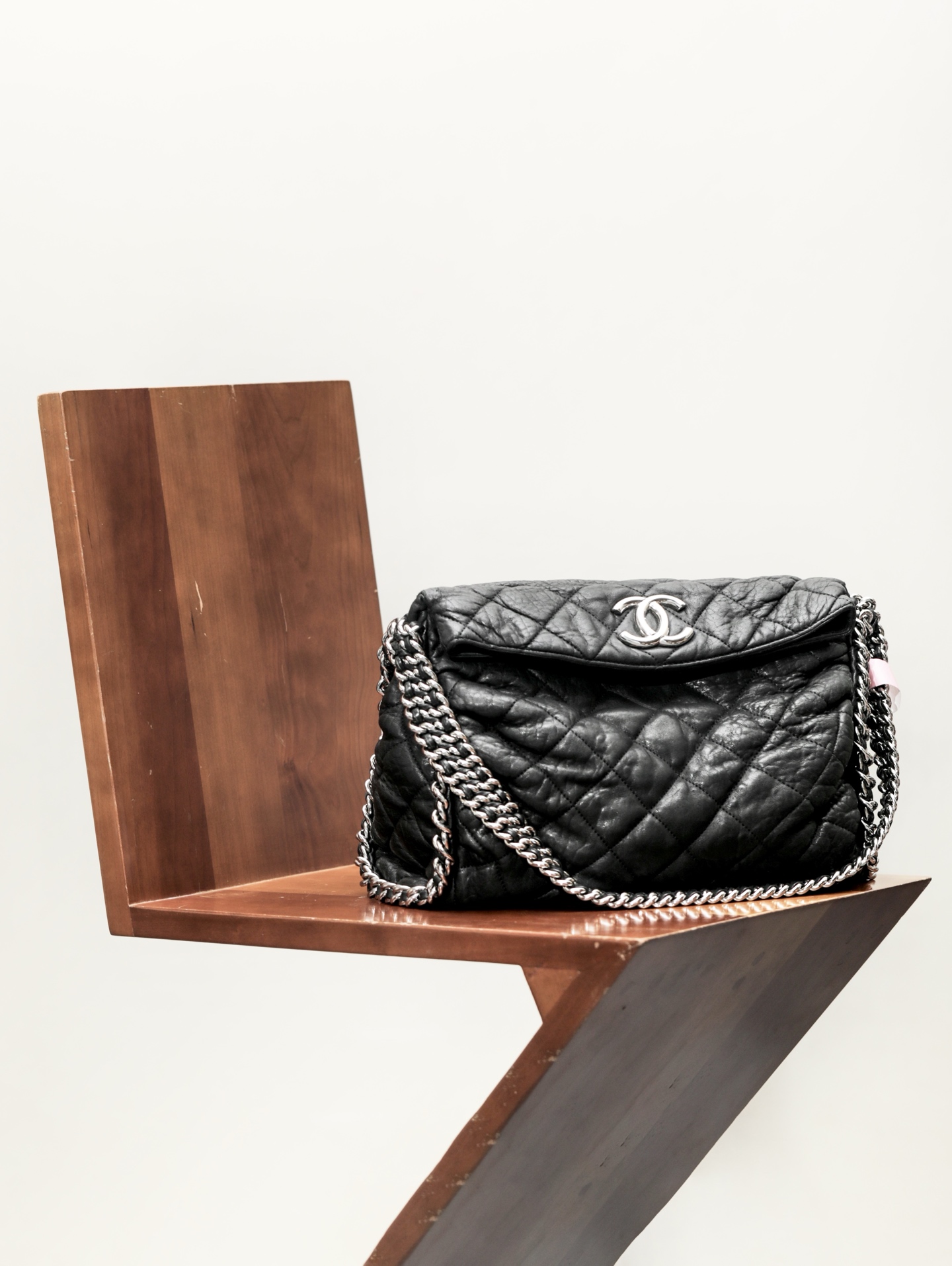 Chanel Black Quilted Washed Lambskin Chain Around Hobo 31cm